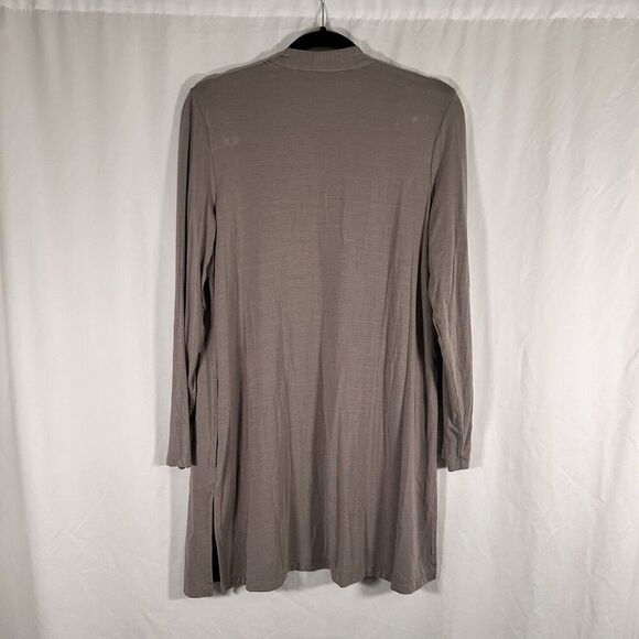 Susan Graver Cardigan Women's Medium Petite Grey Pockets open Front Modal Blend - Picture 7 of 9